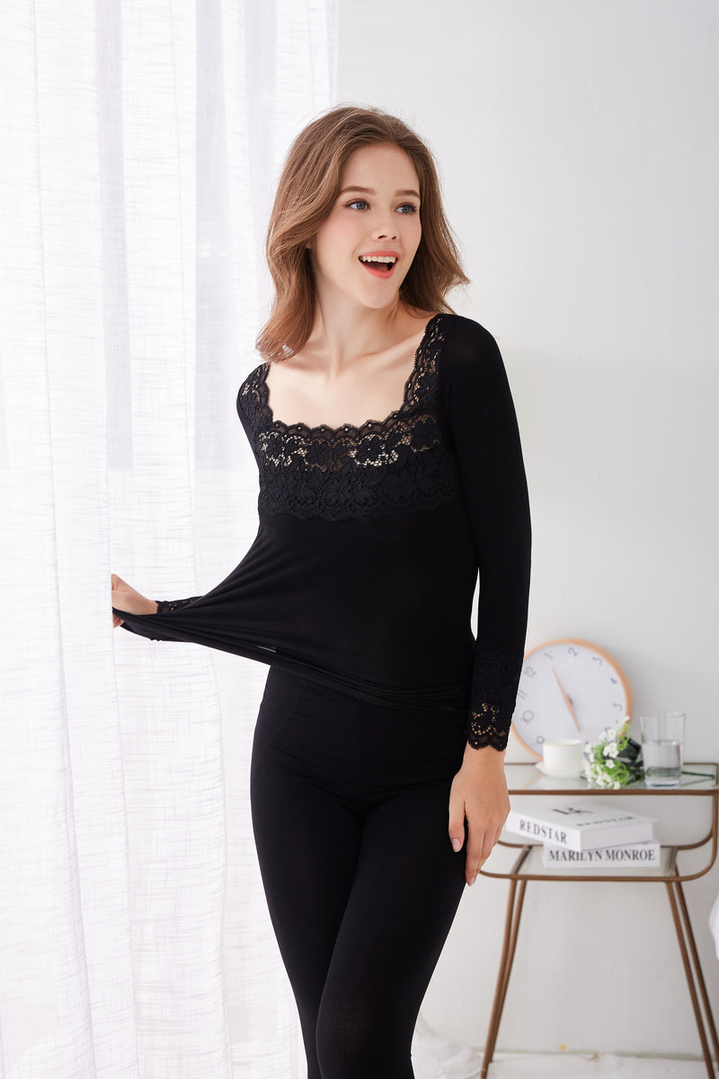 F&R Lace Modal Long Sleeve Cami Top