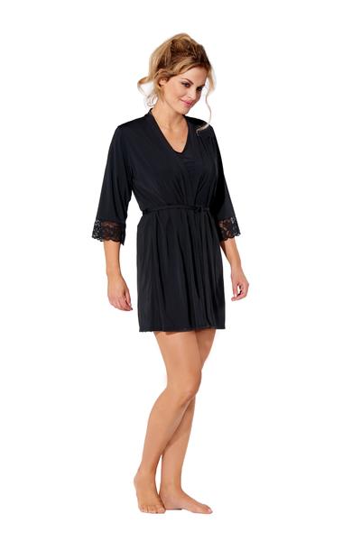 ARIANNE Elle - 8955 - Black Robe with Lace