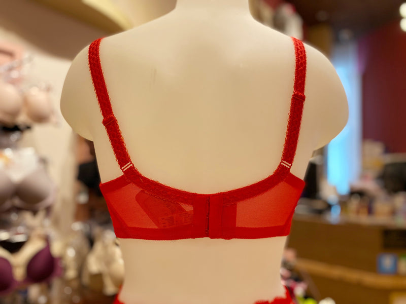 Yiselle Red Full Coverage Stretch Lace Bra