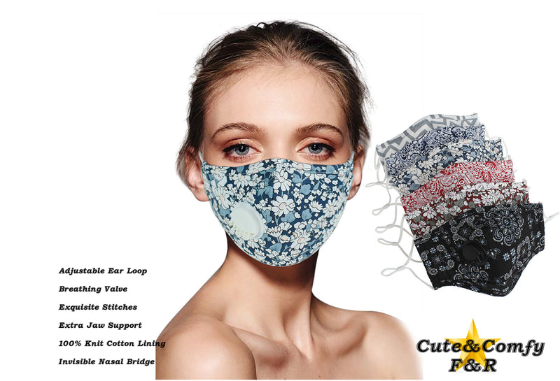 F&R Adult Trendy Adjustable Cotton & Washable Face Cover Big Size 21*13 cm